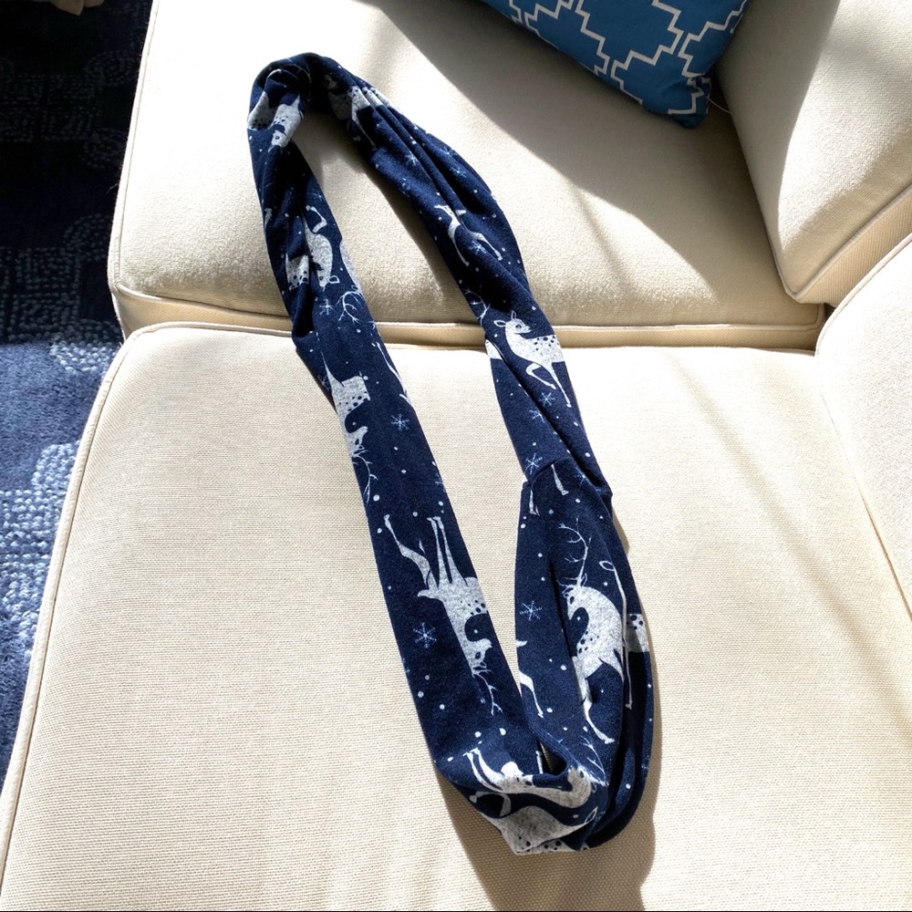 π KALEIDOSCOPE NAVY WHITE REINDEER 2-PIECE PAJAMA SCARF SET! - Picture 11 of 13